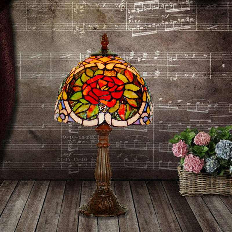 Lampe de nuit en vitrail en fleur de rose