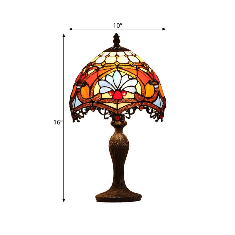 1 table de salon de tête claire Tiffany lampe de nuit brun foncé avec une nuance en verre coupé perroquet peint