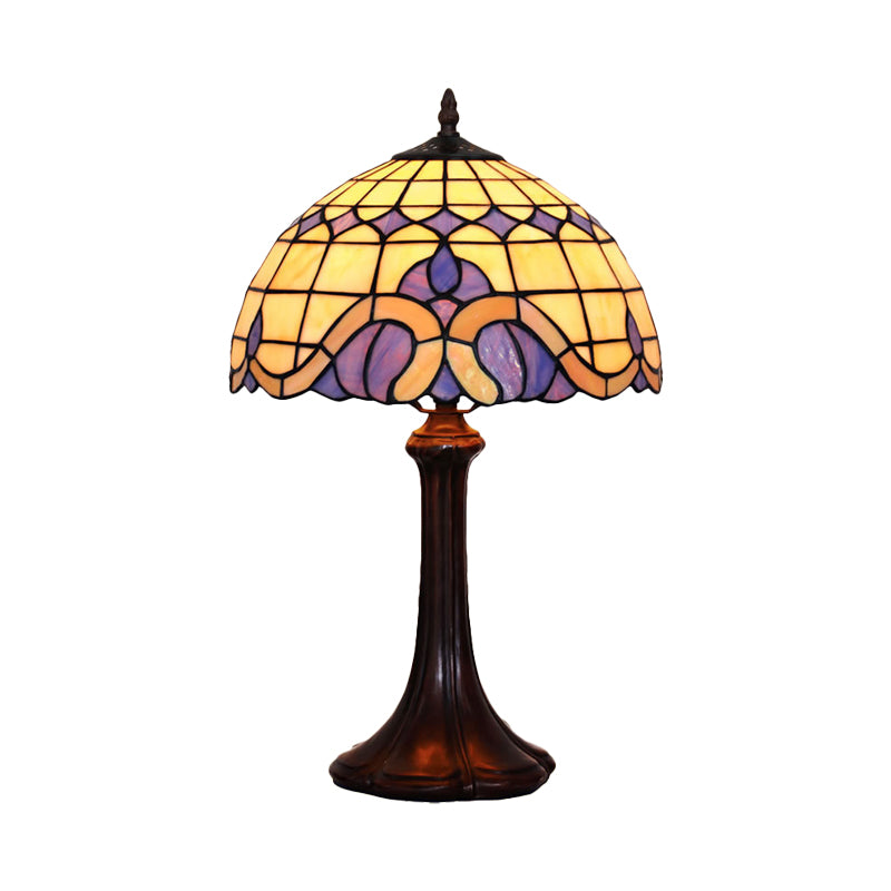 1 Éclairage de table basse Tiffany Tiffany de chambre à coucher avec une teinte vitrail à motifs de grille