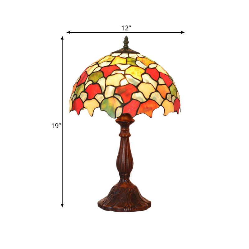 Foliage Hand-Crafted Glass Night Lamp Baroque 1 Bulb Coffee Finish Table Lighting