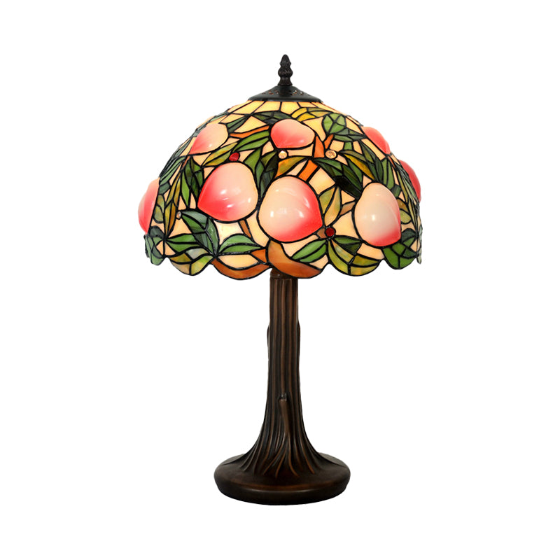 Pesca macchiata di vetrate Night Lampada in stile Tiffany 1 Lampicella Light Tavolino con bordo smerlato