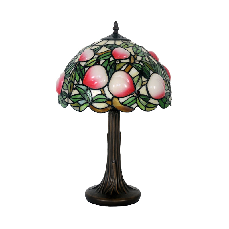Pesca macchiata di vetrate Night Lampada in stile Tiffany 1 Lampicella Light Tavolino con bordo smerlato