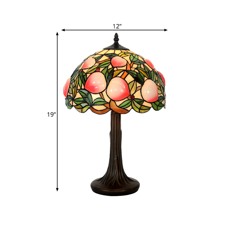 Pesca macchiata di vetrate Night Lampada in stile Tiffany 1 Lampicella Light Tavolino con bordo smerlato