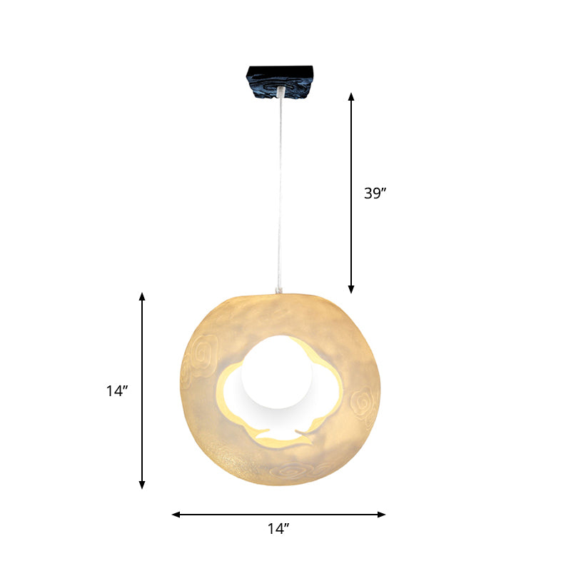 1 Glühbirnenschlafzimmer Hanges Lampe Kit Moderner weißes Pendellicht mit Laser-Kut-Ballharz-Schatten