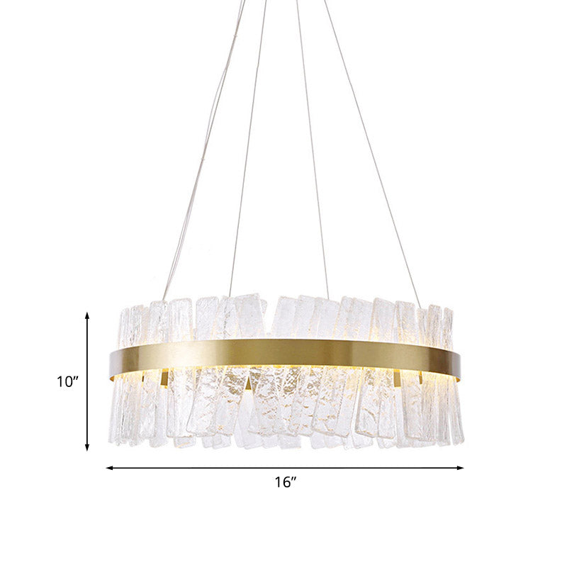 Oval LED Chandelier Contemporary Gold Textured Crystal Hanging Pendant Light over Table