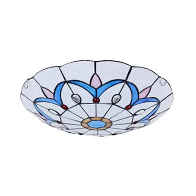 Plafonniers Tiffany blancs, plafonnier à 2 lumières avec abat-jour floral en verre d'art et bijou pour chambre à coucher