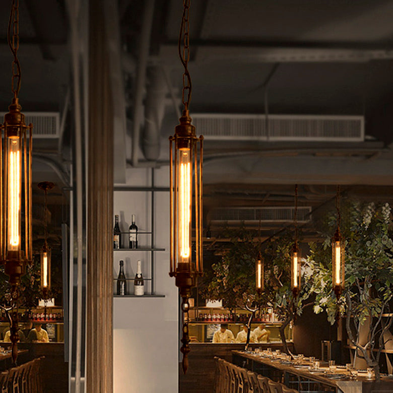 1 Kopfhänger Beleuchtung mit Drahtwache Schmiedeeisen Bauernhaus Style Restaurant Mini Hanging Fixture in Rost