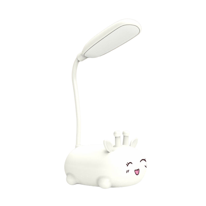 Cartoon Sika Deer Desk Lamp Plastic Kid Room LED Night Light with Flexible Arm in White/Pink/Blue