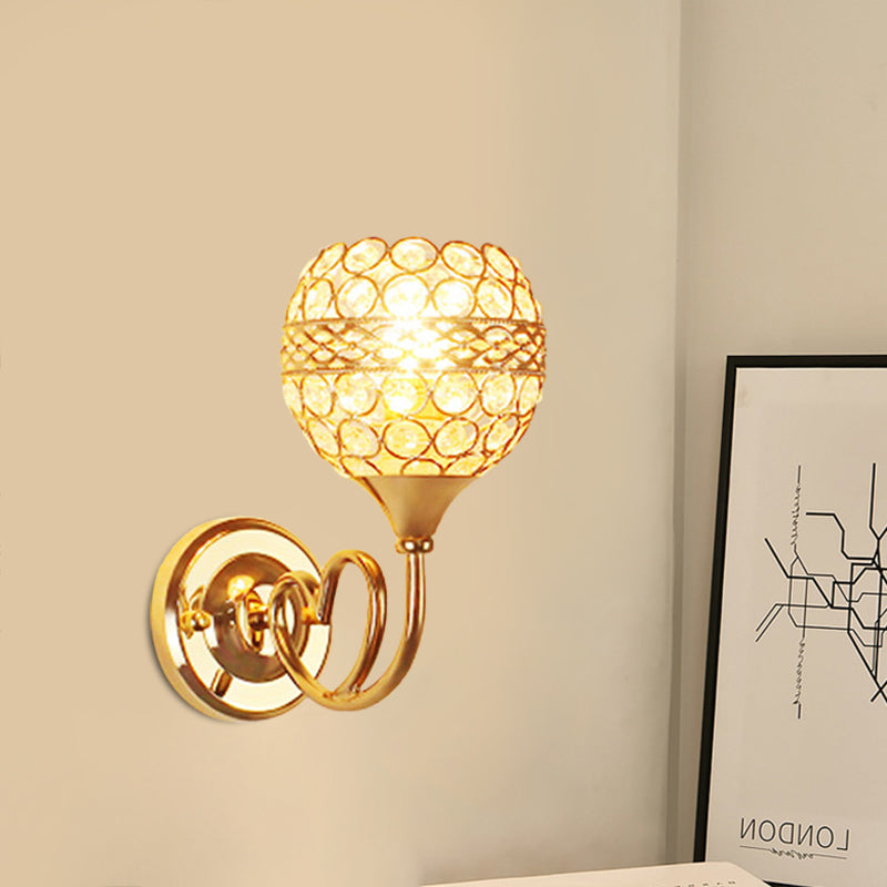 Crystal Gold Sconce Dome Shade 1-lughipli lampada a parete tradizionale a parete con amore amorevole dettaglio