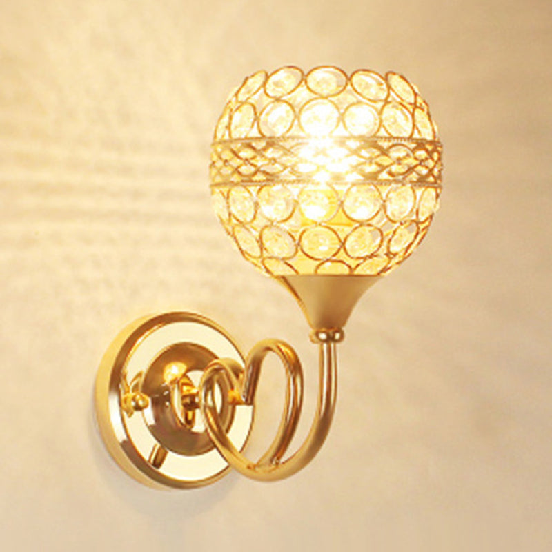Crystal Gold Sconce Dome Shade 1-lughipli lampada a parete tradizionale a parete con amore amorevole dettaglio