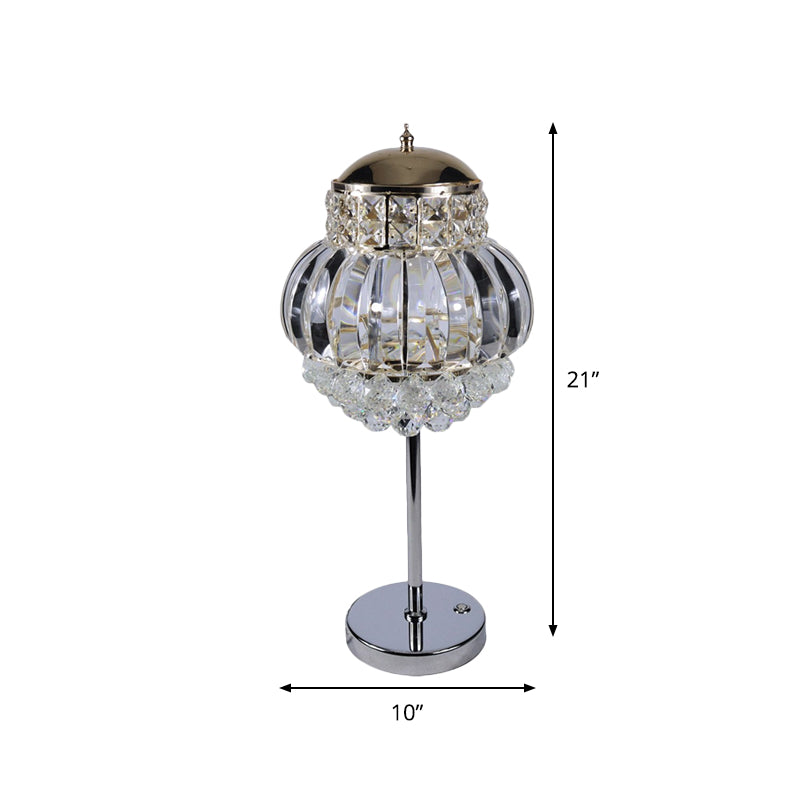 Chrome LED Night Night Modern Style Clear/Champagne Crystal Globe Tafe Lamp met dimmer knop