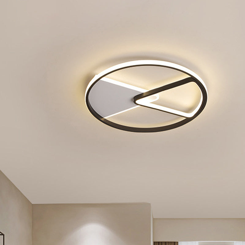 Simple Sector Frame Flushmount Light Acrylic 16.5"/20.5" Wide LED Bedroom Flush Mount Fixture in Black, White/Warm Light