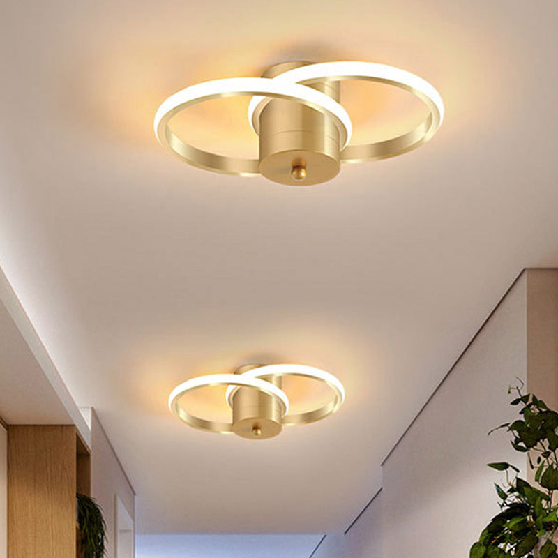 Acryl Dual Loop Flush Light Fixture Modern LED Gold Flush Mount Plafond Lamp voor Corridor