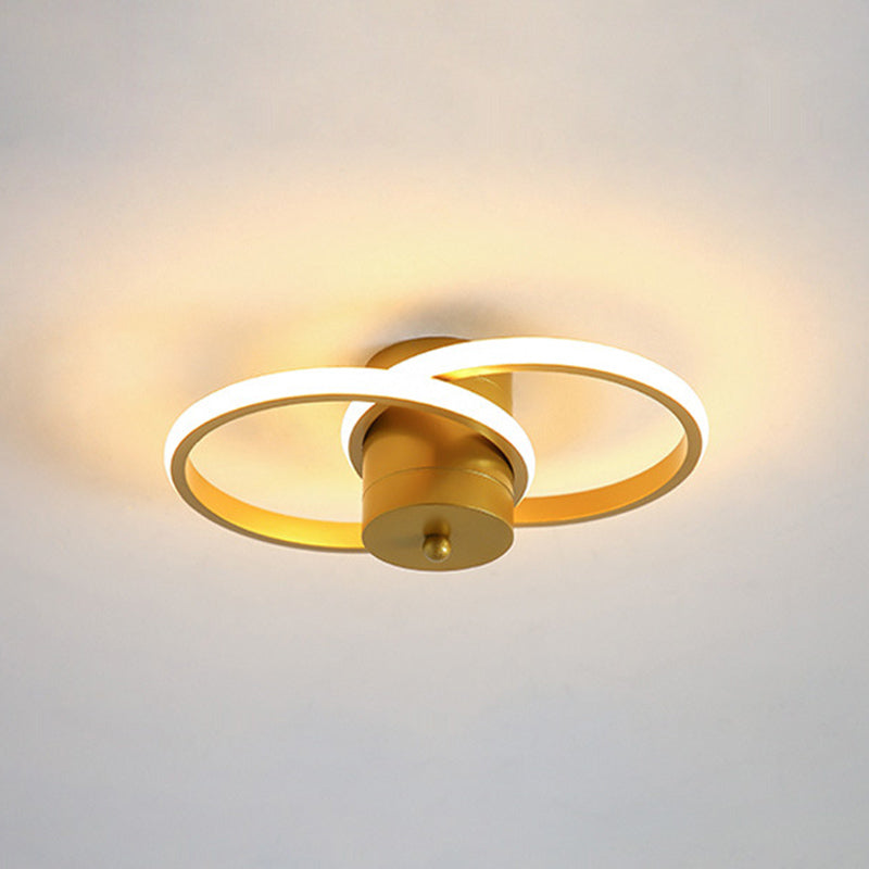 Acrylic Dual Loop Flush Light Fixture Modern LED Gold Flush Mount Ceiling Lamp for Corridor