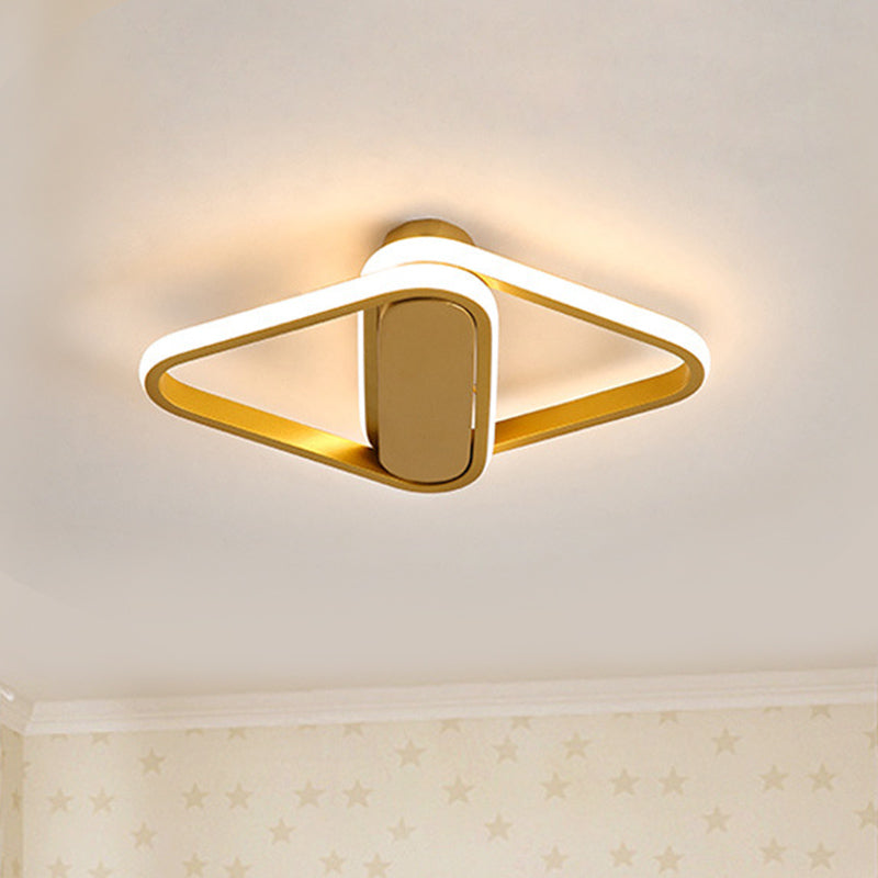 Gold Finish Double Triangle Flush Mount Lamp Simple LED Acrylic Flushmount Lighting