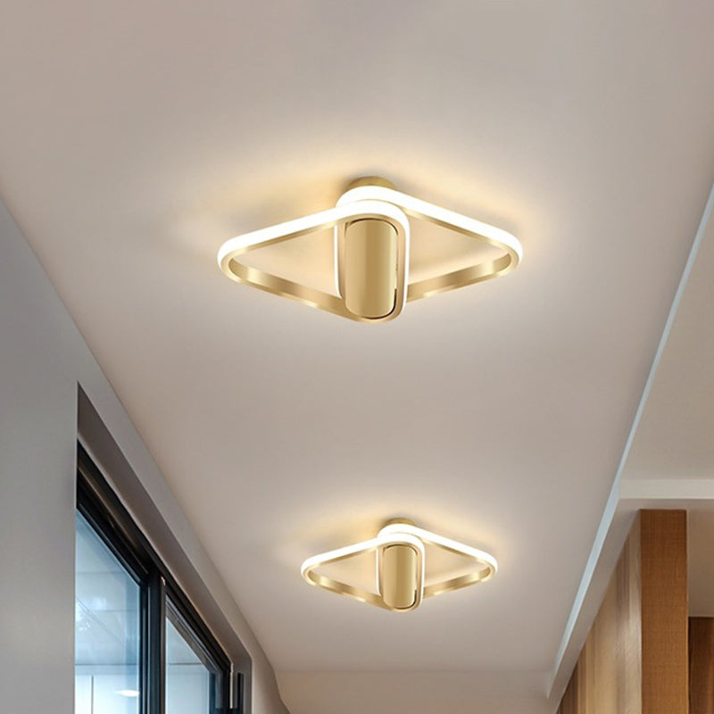 Gold Finish Double Triangle Flush Mount Lamp Simple LED Acrylic Flushmount Lighting
