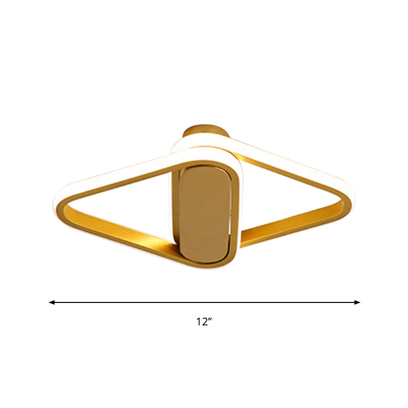 Gold Finish Double Triangle Flush Mount Lamp Simple LED Acrylic Flushmount Lighting