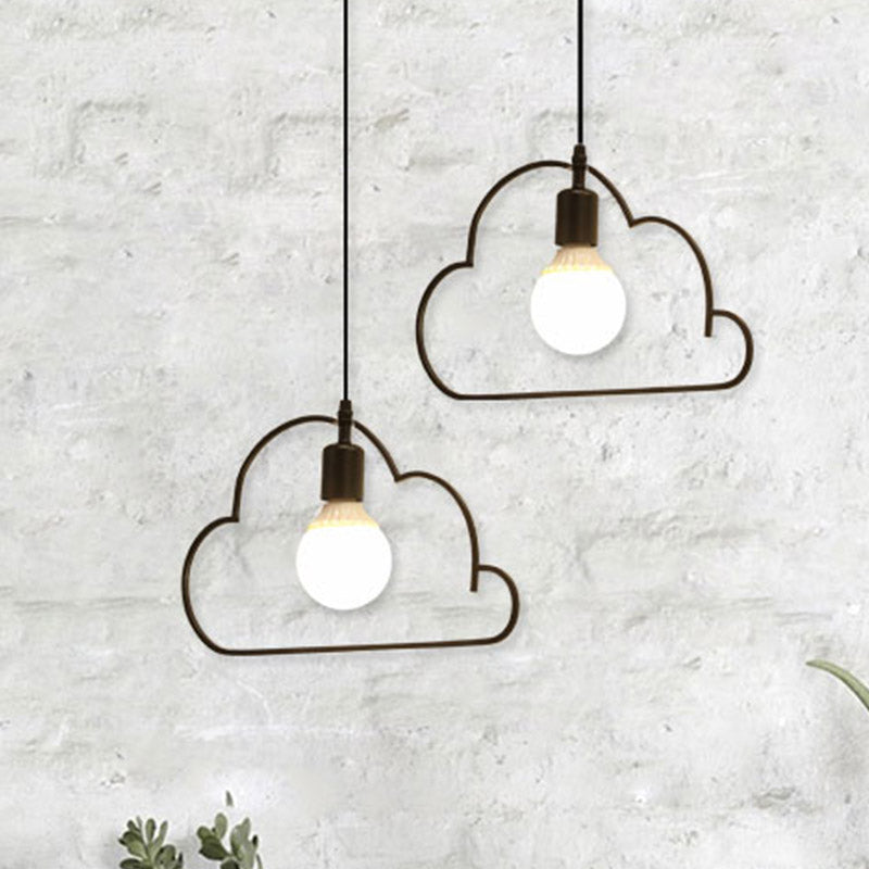 Cuisine à 2 bulbs pendante multiples pendante nordique noir / blanc pendulaire avec un cadre en fer nuageux