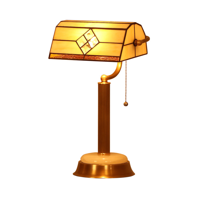 Halbpreis-Kettentisch-Lampe Single gelbes Glas Tiffany Nachttischlicht mit Dreharm