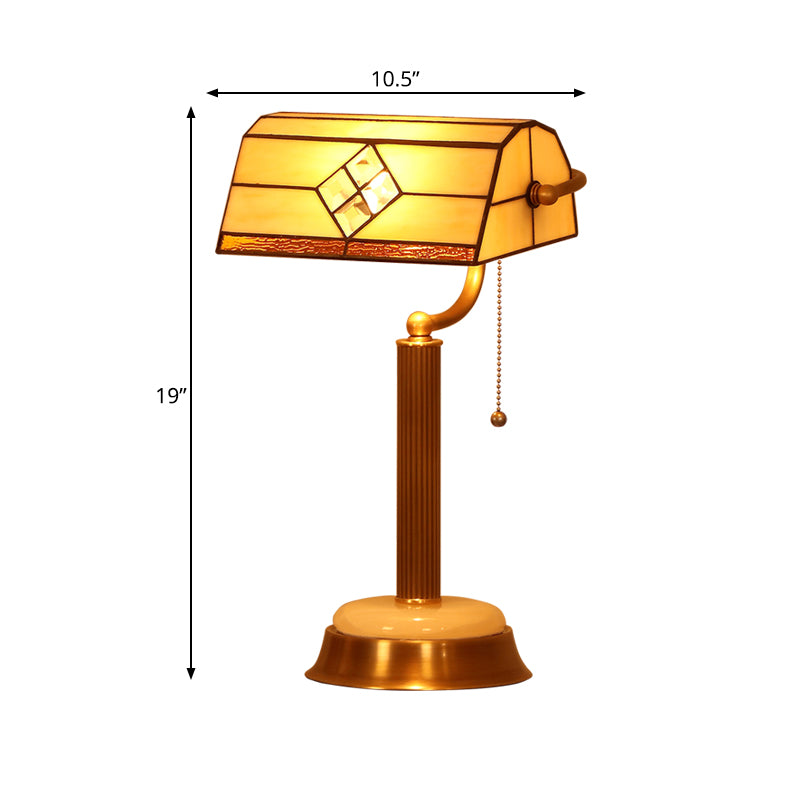 Halbpreis-Kettentisch-Lampe Single gelbes Glas Tiffany Nachttischlicht mit Dreharm