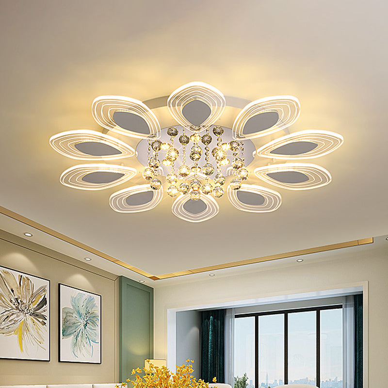 Bloom Living Room Ceiling Fixture Modernist Clear Crystal Ball LED Chrome Flush Mount