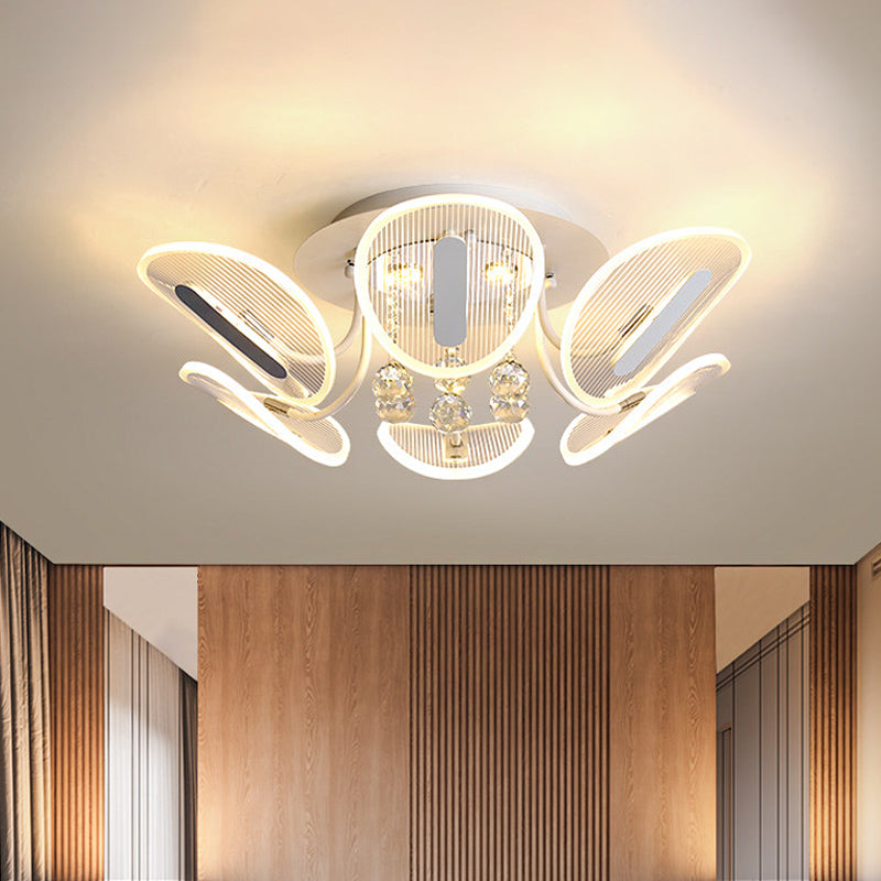 Minimaliste ovale semi-rinceur clair Crystal Ball LED LED Éclairage monte à monture pour chambre à coucher, 25,5 "/31,5" W