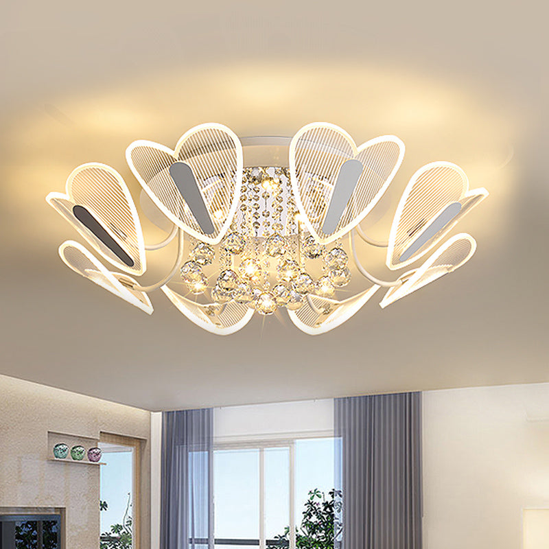 LED LED SEMI FLUSH MONTAJE Corazón contemporáneo Clear Crystal Ball Flushmount Lighting, 25.5 "/31.5" de ancho