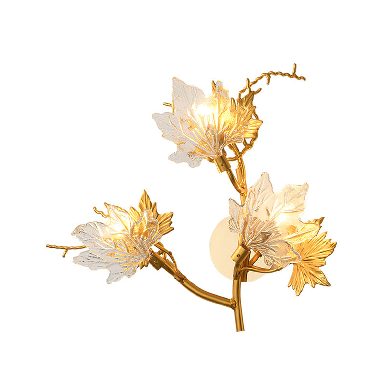 Maple Leaf Gary Glass Glasce Post Modern 3-Light Dining Dining Room Room Murning Lighting in Gold