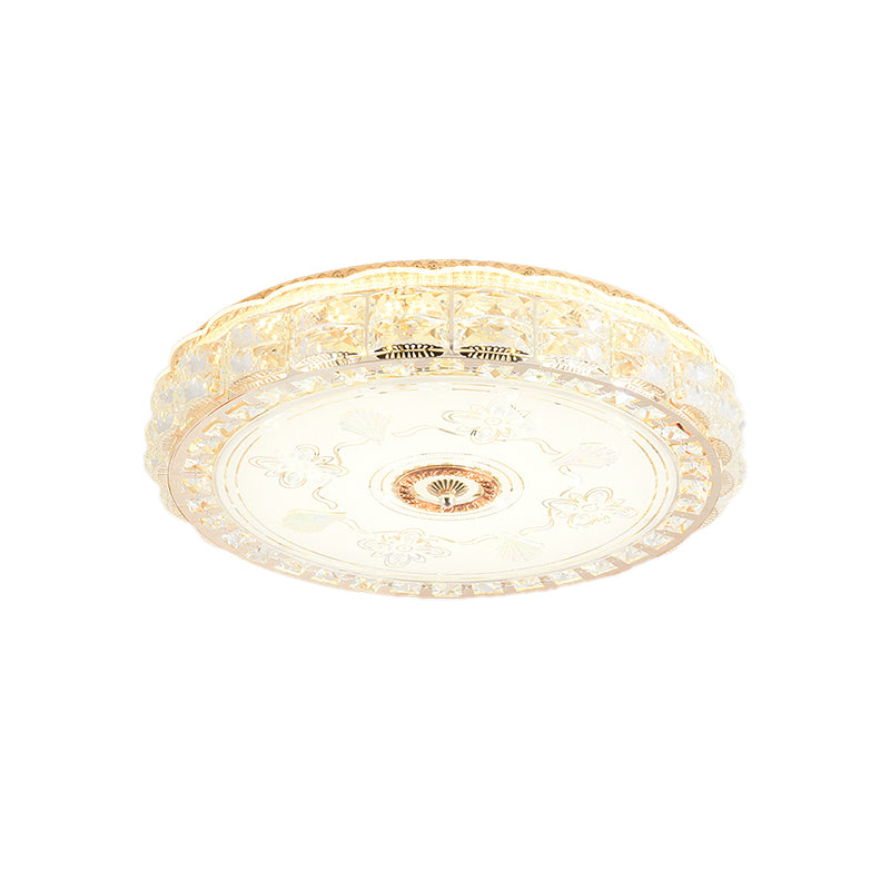 Round/Square Bedroom Ceiling Lamp Contemporary Clear Crystal LED Gold Flush Light Fixture