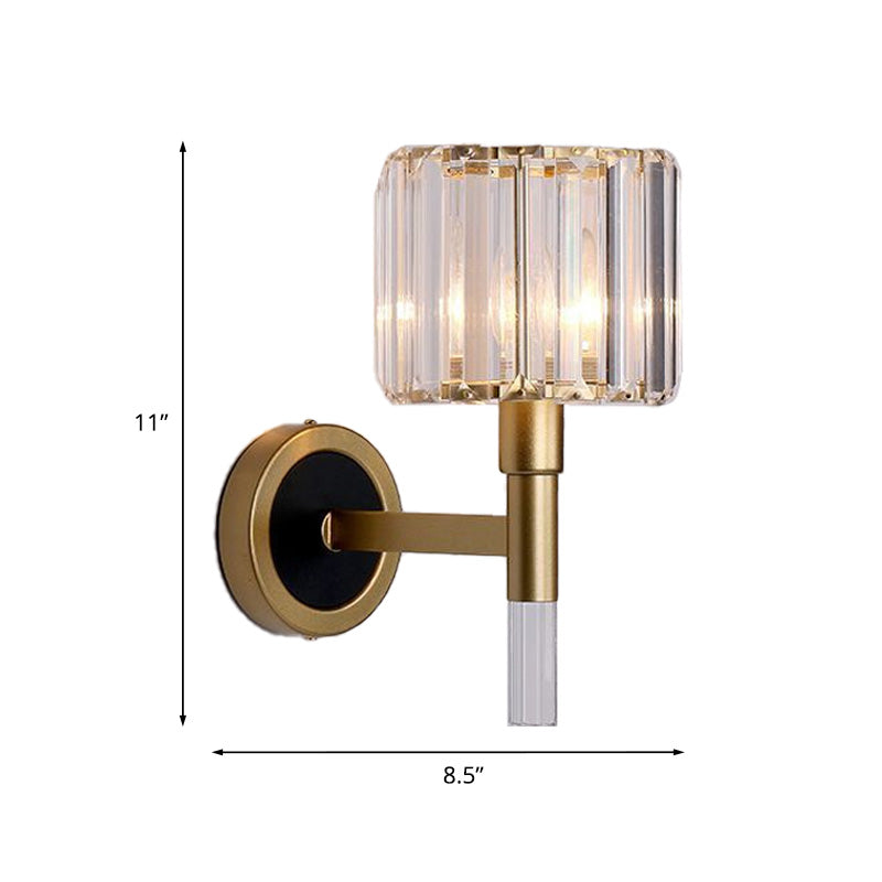 Column Living Room Sconce Light Contemporary Clear K9 Crystal 1 Light Gold Wall Mount Lamp