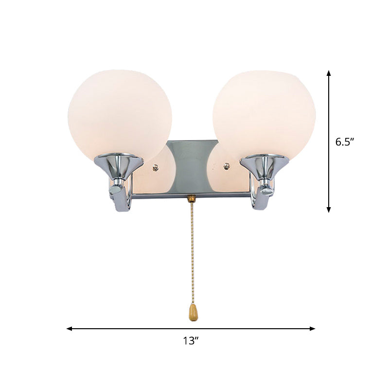 Crème glas wereldwijd wandmontage licht moderne 2-head chroom wandlamp armatuur met trekketting