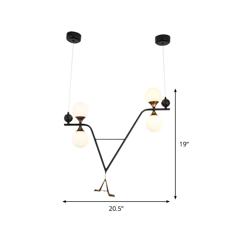 Schwarz A/V-Letter-Formed Deckenkraut Modernist 4 Köpfe Eisen LED Hängende Anhänger Licht