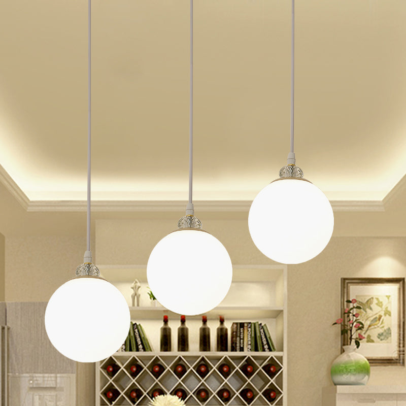 Goutte d'eau blanc / noir multiples pendants en verre transparent à 3 bulbs et opale avec canopée linéaire