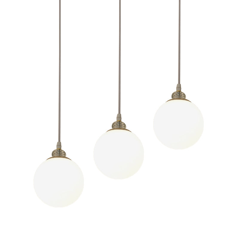 Goutte d'eau blanc / noir multiples pendants en verre transparent à 3 bulbs et opale avec canopée linéaire