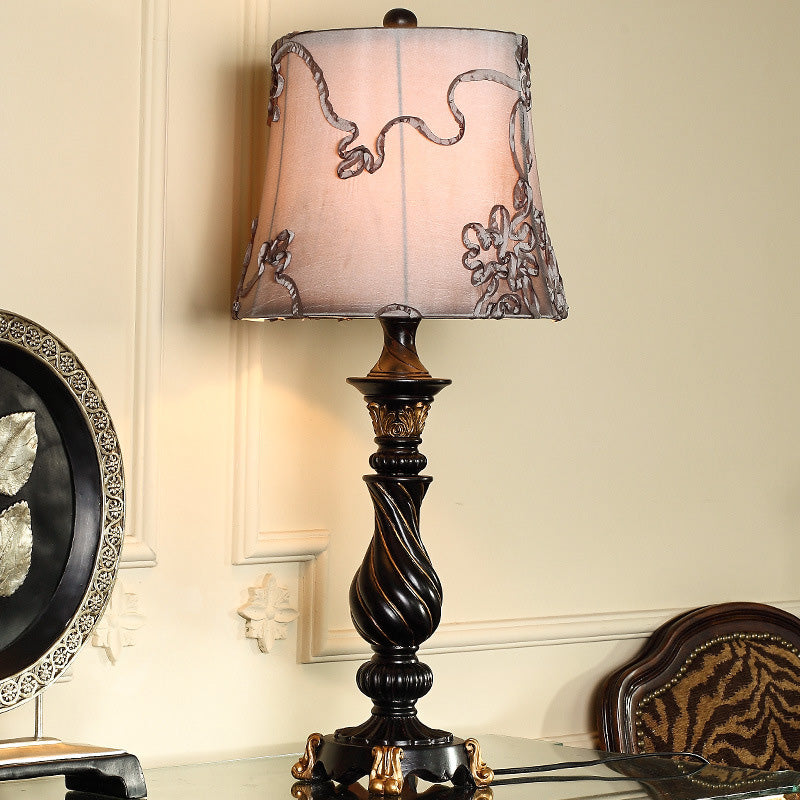 Lampada da comodino a testa a testa a testa di tamburi classici in nero con base con base blaster con base blaster