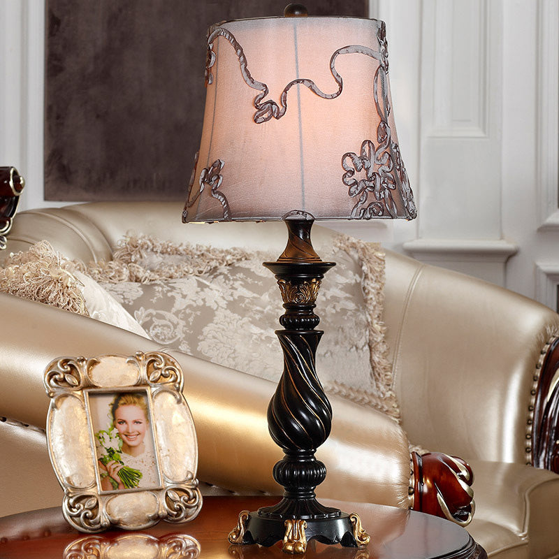 Lampada da comodino a testa a testa a testa di tamburi classici in nero con base con base blaster con base blaster