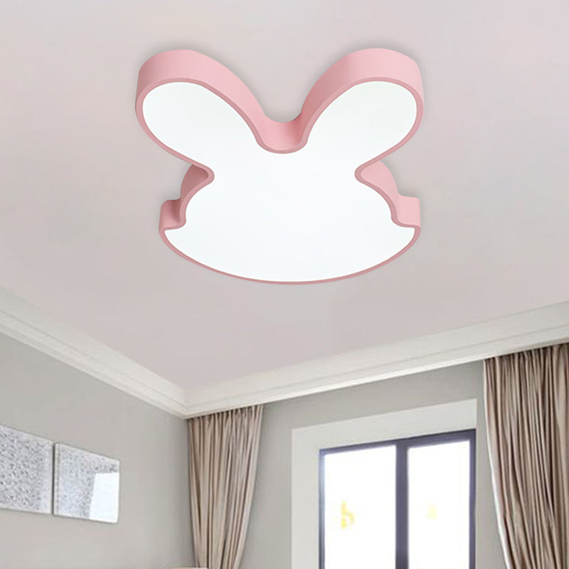 LED Nursery Ceiling Mounted Light Kids Pink/Yellow Flush Mount Lamp with Rabbit Acrylic Shade