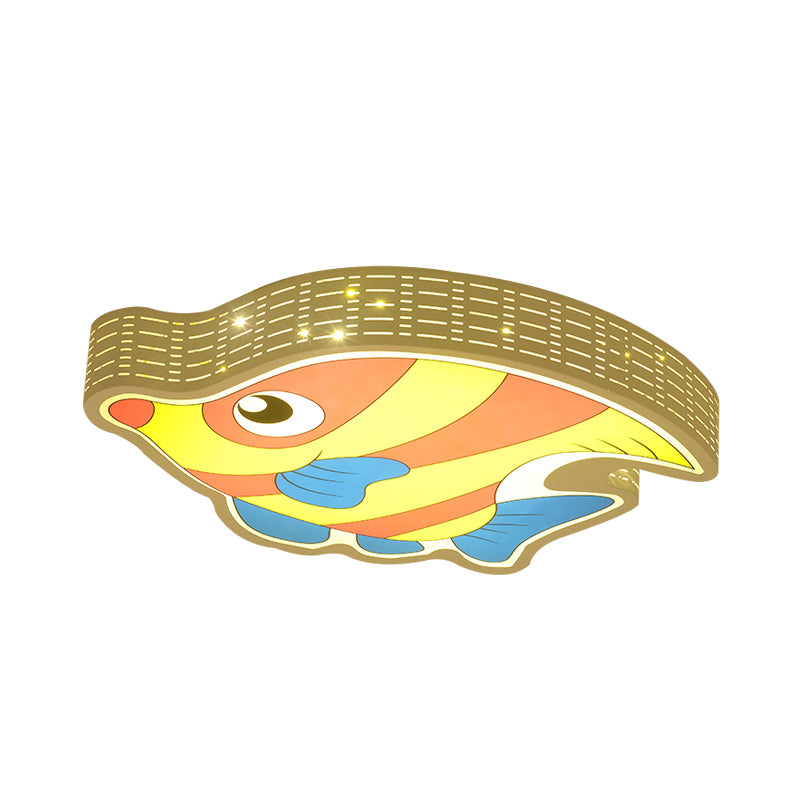 LED Kids Bedroom Massimale Flush Cartoon Yellow Flush Montaggio Lampada con Fish Shake Acrylic Shade