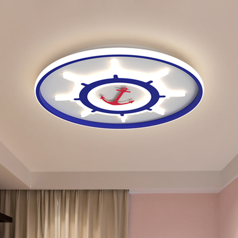 Blue Rudder Ceiling Light Fixture Mediterranean LED Acrylic Flush Mount Recessed Lighting