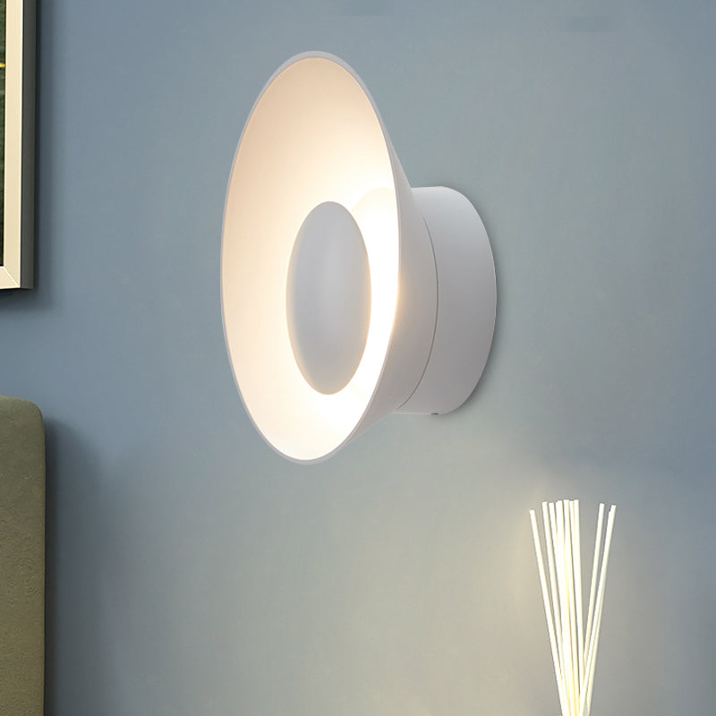 White/Black/Pink Finish Bowl Shape Sconce Light Minimalism LED Aluminum Wall Lamp for Drawing Room