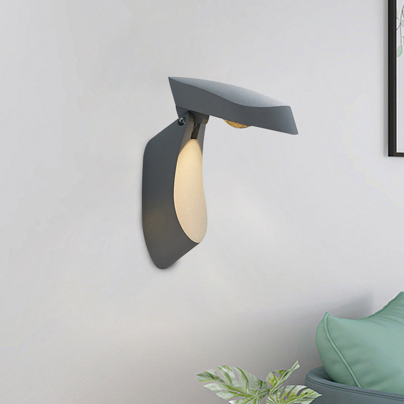 Rotatable Oval Surface Wall Sconce Modern Metal LED Bedside Wall Light Fixture in White/Black/Gold Finish