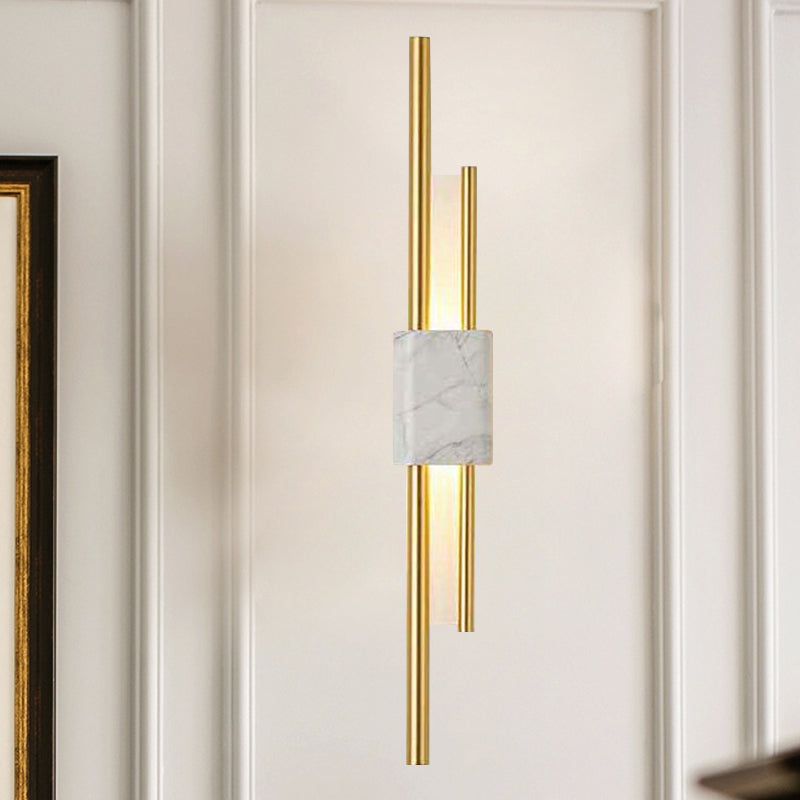 Marmor -Rechteck -Wandbeleuchtung Idea Post moderne LED Weiß/grüne Wandmontagelampe mit schlankem Rohrdetail in Weiß/warmes Licht