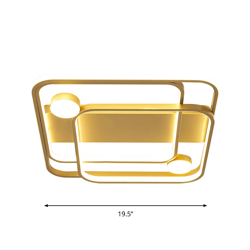 Acrylic Squared Flush Light Fixture Minimal LED Gold Flush Mounted Lamp in White/Warm Light for Bedroom