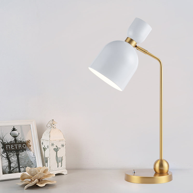 Flared Nightstand Light Modernist Metal Single Head White and Gold Night Table Lamp
