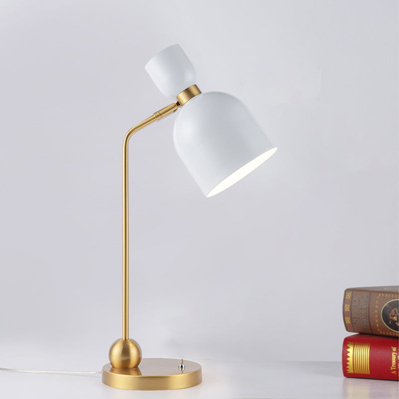 Flared Nightstand Light Modernist Metal Single Head White and Gold Night Table Lamp