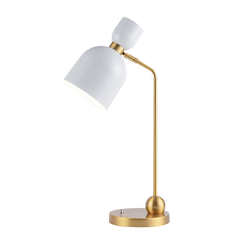 Flared Nightstand Light Modernist Metal Single Head White and Gold Night Table Lamp