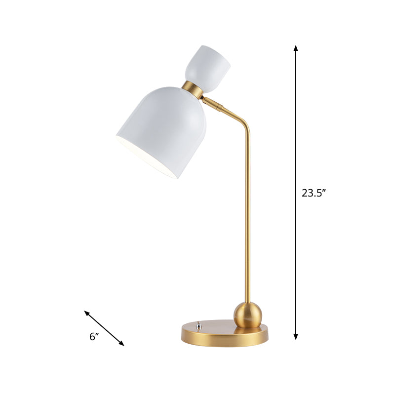 Flared Nightstand Light Modernist Metal Single Head White and Gold Night Table Lamp