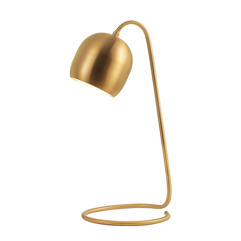 Brass Finish Dome Small Desk Light Postmodern Single Metallic Night Table Lamp with Ring Base