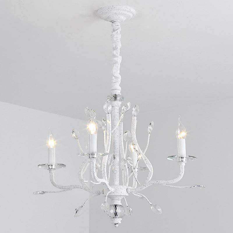 Éclairage de lustre à bougie rustique 4/6 têtes transparent K9 Crystal Suspension Lumière en blanc pour la salle à manger