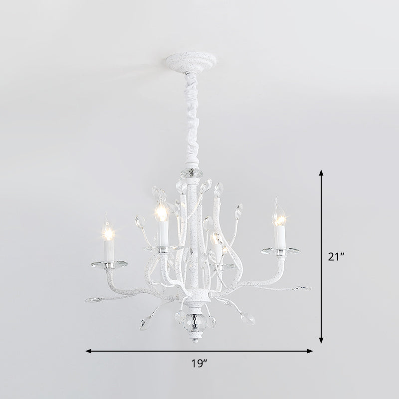 Éclairage de lustre à bougie rustique 4/6 têtes transparent K9 Crystal Suspension Lumière en blanc pour la salle à manger